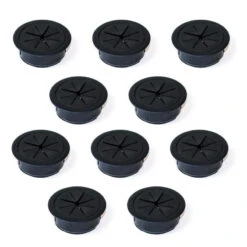 Emuca - Lot De 10 Passe-câbles Pour Table Roundot D60mm En Plastique Noir - 3920217