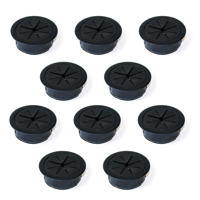 Emuca - Lot De 10 Passe-câbles Pour Table Roundot D60mm En Plastique Noir - 3920217 1 Emuca - Lot De 10 Passe-câbles Pour Table Roundot D60mm En Plastique Noir - 3920217