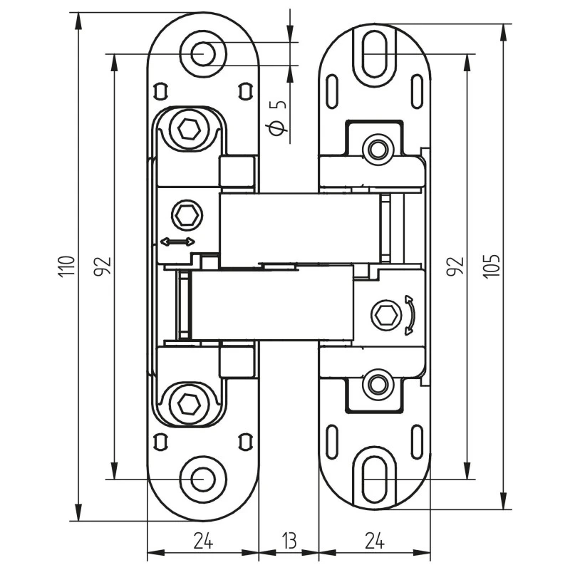 2 Charnières Invisibles Pour Portes Emuca Charge 80kg Zamak Gris 7 2 Charnières Invisibles Pour Portes Emuca Charge 80kg Zamak Gris – Image 7