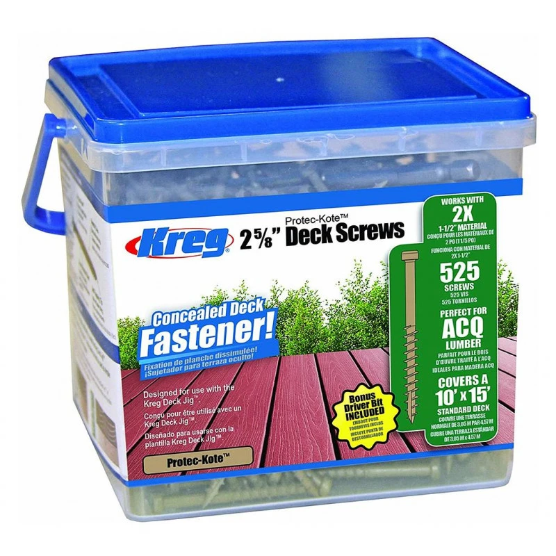 525 Vis Terrasse Protec-Kote 67mm Gros Filet Tête Plate Kreg 1 525 Vis Terrasse Protec-Kote 67mm Gros Filet Tête Plate Kreg