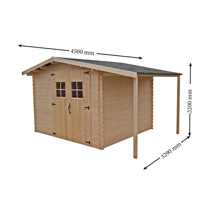 Abri Avec Bûcher Madriers Massif épaisseur 28 Mm Surface 1338 M2 VD333 2 Abri Avec Bûcher Madriers Massif épaisseur 28 Mm Surface 1338 M2 VD333 – Image 2