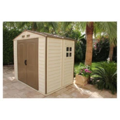 Abri De Jardin DUWS86PR Ivoire Et Marron 4,13m2 8x6 Duramax