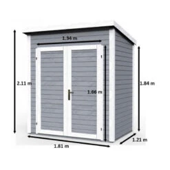 BALTIC Abri De Jardin En Bois Peint Gris 2,08 M2 SKUR1 Gris -Kobleo abri de jardin en bois peint gris 2 08 m2 skur1 gris 2