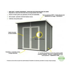 BALTIC Abri De Jardin En Bois Peint Gris 4,31 M2 SKUR4 Gris -Kobleo abri de jardin en bois peint gris 4 31 m2 skur4 gris 3
