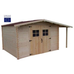 Abri Madriers Massifs Avec Bûcher épaisseur 28 Mm Surface 5 3 M² MO302