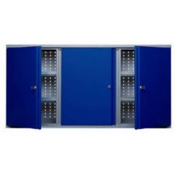 Armoire Murale 3 Portes Verrouillables 4 étagères Bleu Marine Kupper