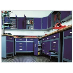 Armoire Murale 3 Portes Verrouillables 4 étagères Bleu Marine Kupper -Kobleo armoire murale 3 portes verrouillables 4 etageres bleu marine kupper 3