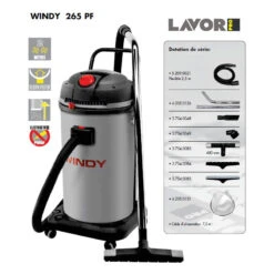 Aspirateur Eau Et Poussières 2400W 2 Moteurs 65L 130l/s WINDY 265 PF