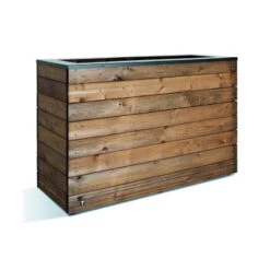 Bac à Fleurs En Bois Et Acier Rectangle à Hauteur 76 Cm 179L