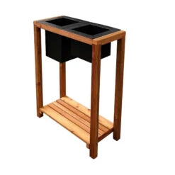 Bac à Fleurs Jardipolys DUNE Double 69,6x31x90cm En Bois Et Acier