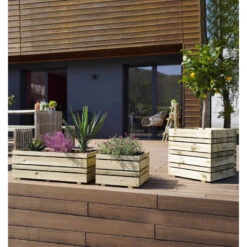 Bac à Fleurs Jardipolys OSLO Carré 50x50x50cm En Pin -Kobleo bac a fleurs jardipolys oslo carre 50x50x50cm en pin 2
