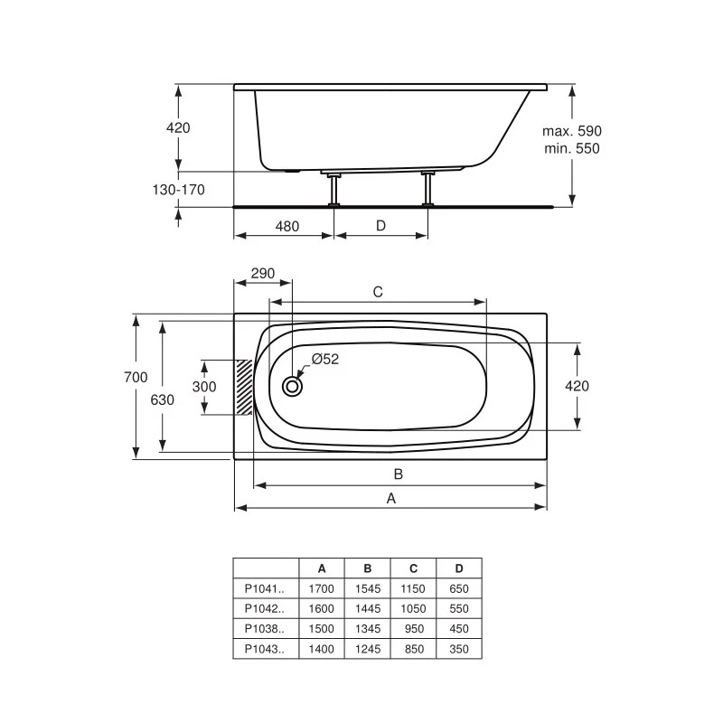 Ideal Standard Baignoire Rectangulaire à Encastrer 140 X 70 Cm 160 L Blanc Ulysse 2 Ideal Standard Baignoire Rectangulaire à Encastrer 140 X 70 Cm 160 L Blanc Ulysse – Image 2
