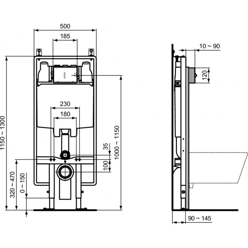 Ideal Standard Bâti-support ProSys™ 80 M Pour Cuvette Suspendue R014367 2 Ideal Standard Bâti-support ProSys™ 80 M Pour Cuvette Suspendue R014367 – Image 2
