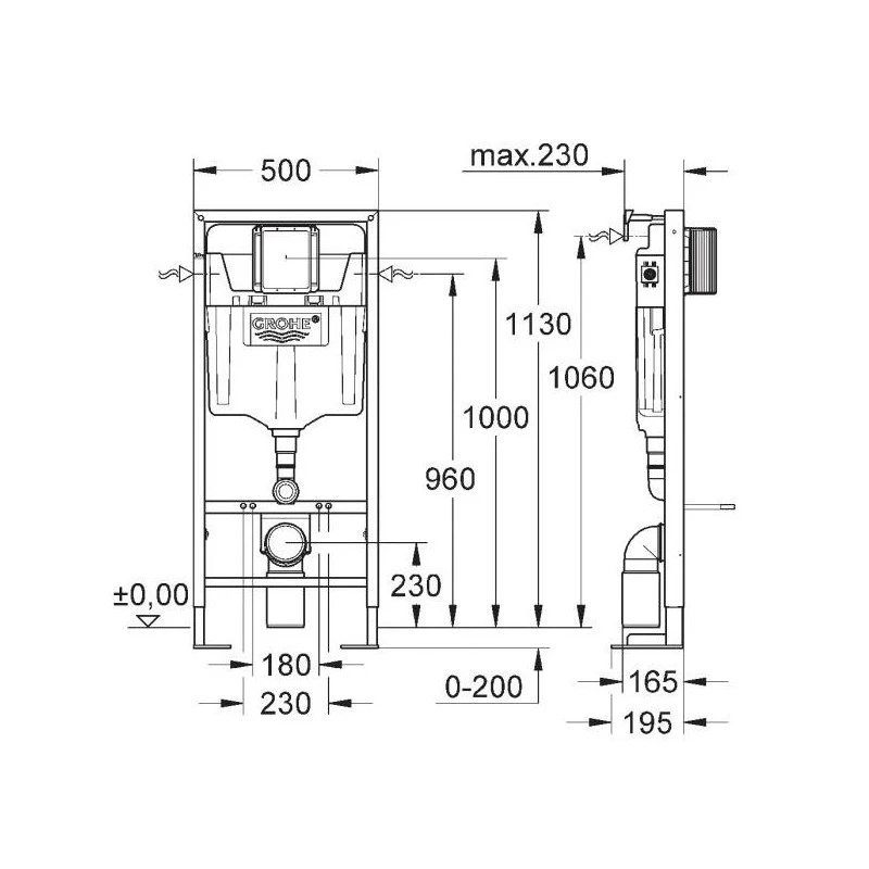 Grohe Bati-support WC Rapid SL 113m (pour Mur Porteur Ou Cloison Légère) 383 2 Grohe Bati-support WC Rapid SL 113m (pour Mur Porteur Ou Cloison Légère) 383 – Image 2