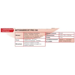 Betonnière Non Tractable 180L 0,75 KW BT PRO 190 5 Betonnière Non Tractable 180L 0,75 KW BT PRO 190 -Kobleo betonniere non tractable 180l 0 75 kw bt pro 190 haemmerlin 2