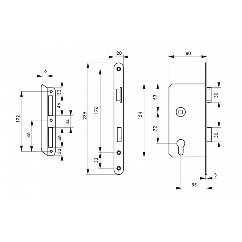 Boîtier Serrure à Encastrer à Cylindre Axe 55 Mm Droite 55006 2 Boîtier Serrure à Encastrer à Cylindre Axe 55 Mm Droite 55006 – Image 2