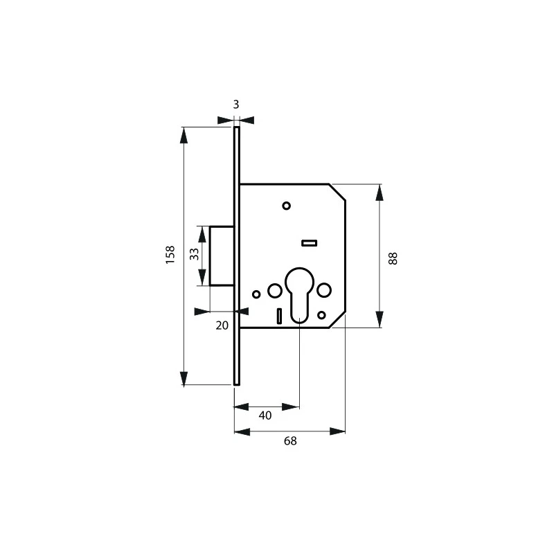 Boîtier Serrure à Encastrer à Cylindre PDT Seul, Axe 40 Mm 94514 2 Boîtier Serrure à Encastrer à Cylindre PDT Seul, Axe 40 Mm 94514 – Image 2