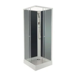 Cabine De Douche Carrée 80 X 80 Cm Accès D'angle Deux Portes Fond Gris