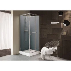 Cabine Douche Carré 800x800mm Portes Coulissantes Avantage Fond Gris M