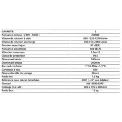 Carotteuse CAR201 Monophasé 2000W 3 Vitesses Leman -Kobleo carotteuse car201 monophase 2000w 3 vitesses leman 2