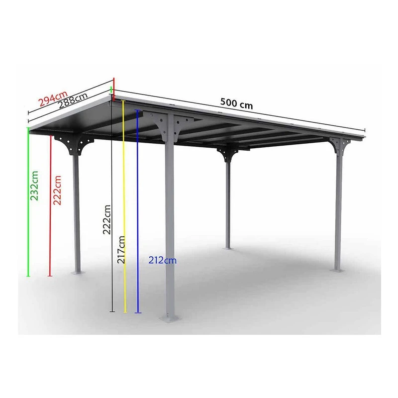 Carport En Aluminium Toit Plat Gris Anthracite 1 Voiture 1470m2 CAR305 3 Carport En Aluminium Toit Plat Gris Anthracite 1 Voiture 1470m2 CAR305 – Image 3