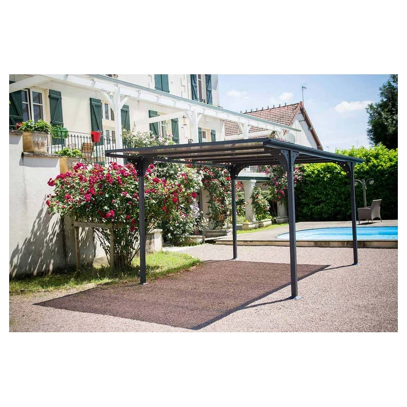 Carport En Aluminium Toit Plat Gris Anthracite 1 Voiture 1470m2 CAR305 4 Carport En Aluminium Toit Plat Gris Anthracite 1 Voiture 1470m2 CAR305 – Image 4