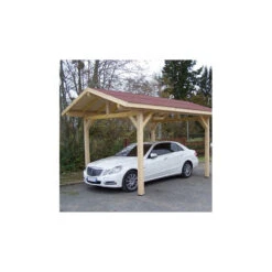 Carport En Bois Double Pente Bardeau Bitumé En Rouleau 1086m2 KA3550BM
