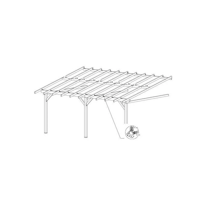 Carport En Bois Mural 2 Voitures 3 Poteaux 28,44 M2 AM4563BM 5 Carport En Bois Mural 2 Voitures 3 Poteaux 28,44 M2 AM4563BM – Image 5