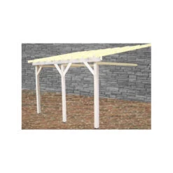 Carport En Bois Mural Monopente 45x632m Sans Couverture 3 Poteaux AM45