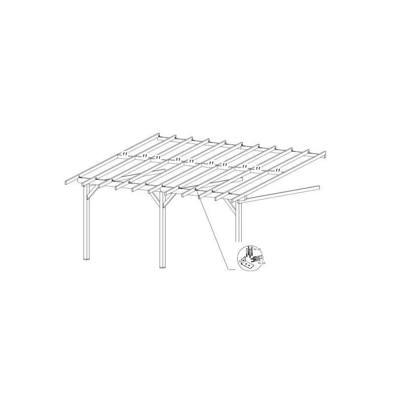 Carport En Bois Mural Monopente 45x632m Sans Couverture 3 Poteaux AM45 4 Carport En Bois Mural Monopente 45x632m Sans Couverture 3 Poteaux AM45 – Image 4