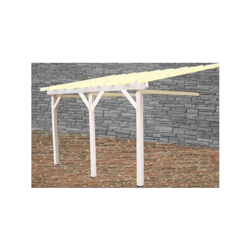 Carport En Bois Mural Monopente 45x632m Sans Couverture 3 Poteaux AM45 1 Carport En Bois Mural Monopente 45x632m Sans Couverture 3 Poteaux AM45