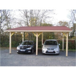 Carport En Bois Toit Monopente 2 Voitures 6 Poteaux 28,44 M2 AV4563BM