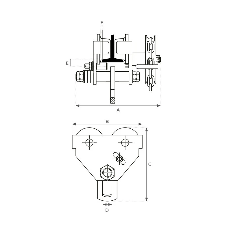 Chariot Porte-palan Manuel 10T En Acier GE100 Stockman 5 Chariot Porte-palan Manuel 10T En Acier GE100 Stockman – Image 5