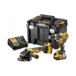 DeWALT Kit 2 Outils 18V Perceuse à Percussion Meuleuse 18V 2x5Ah DCK2080P2T