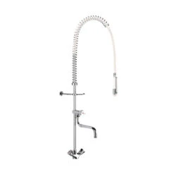 Combiné De Prélavage Monotrou F3/8" En Laiton Chromé Ht. 1075-1195 Mm