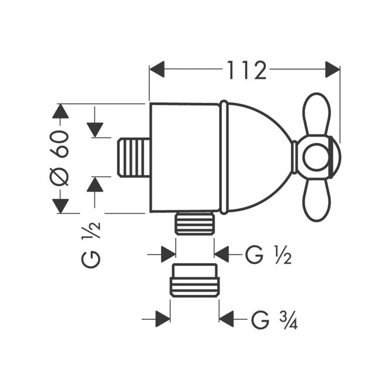 Coude Robinet D'arret Intégré M 1/2" Fixfit Stop Poignée Croisillon Ch 2 Coude Robinet D'arret Intégré M 1/2" Fixfit Stop Poignée Croisillon Ch – Image 2