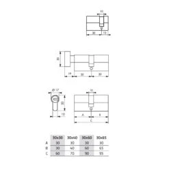 Cylindre 2 Entrées 30 X 60 Mm Nickelé Mat Avec 4 Clés Federal -Kobleo cylindre 2 entrees 30 x 60 mm nickele mat avec 4 cles federal 2