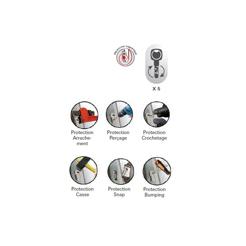 Cylindre 2 Entrées 42 X 42 Mm Nickelé Mat Avec 5 Clés Federal 2 2 Cylindre 2 Entrées 42 X 42 Mm Nickelé Mat Avec 5 Clés Federal 2 – Image 2