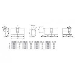Cylindre ATLANTIC M 33 X 63 Mm Avec 4 Clés -Kobleo cylindre atlantic m 33 x 63 mm avec 4 cles 2