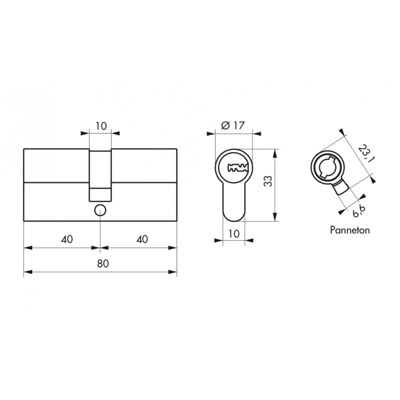 Cylindre De Serrure 40 X 40 Mm 5 Clés 19789 2 Cylindre De Serrure 40 X 40 Mm 5 Clés 19789 – Image 2