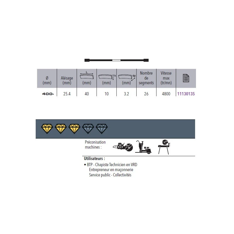 Disque Diamant Expert Ba D. 400 X 25,4 X H 10 2 Disque Diamant Expert Ba D. 400 X 25,4 X H 10 – Image 2