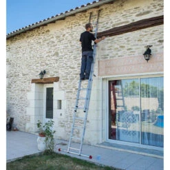 Echelle Coulissante à Main Hailo Profistep Duo 2 Plans 2x12 Marches Hauteur Max 6,75m -Kobleo echelle coulissante profistep duo 2 plans 2x12 echelons 6m75 alu hailo 2