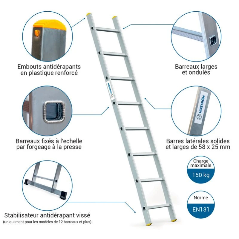 Echelle Simple StablePRO 8 Marches Alu Hauteur Max X,xxm Hostrom 2 Echelle Simple StablePRO 8 Marches Alu Hauteur Max X,xxm Hostrom – Image 2