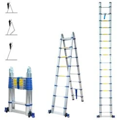 Échelle Télescopique 5m (2,5m+2,5m) Stempakt, Hauteur Travail Max 5,9m Hostrom