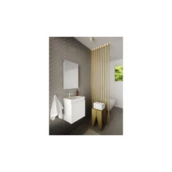 ALLIBERT Ensemble Lave-mains 40cm 1 Porte Miroir Couleur Blanc Brillant Laqué P