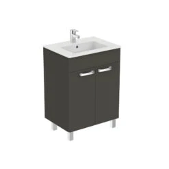 Ensemble Ulysse Meuble Sur Pied Gris Moyen Lavabo-plan Grès Fin 61x45x