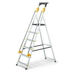 Escabeau 6 Marches DURAMP Aluminium Léger, Sécurisé Avec Rampes Et Porte-outils 119cm Hoström