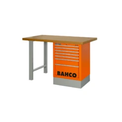 Bahco Etabli D'atelier En MDF 150 Cm 8 Tiroirs Orange Avec 2 Pieds 1495K8CWB