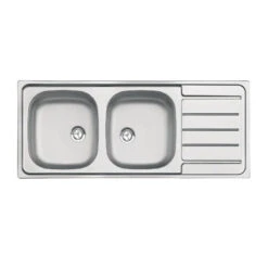 MODERNA Evier à Encastrer 116 X 50 Cm 2 Cuves Avec égouttoir