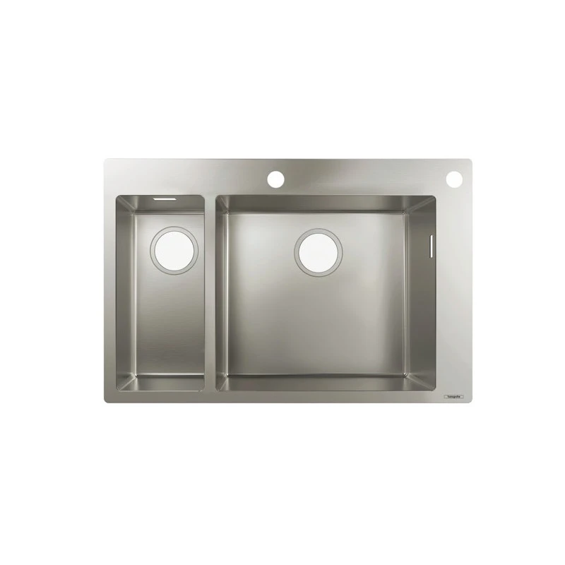 Hansgrohe Evier Encastré Acier Inoxydable 2 Cuves 180x450mm S712-F655 2 Trous Ro 1 Hansgrohe Evier Encastré Acier Inoxydable 2 Cuves 180x450mm S712-F655 2 Trous Ro